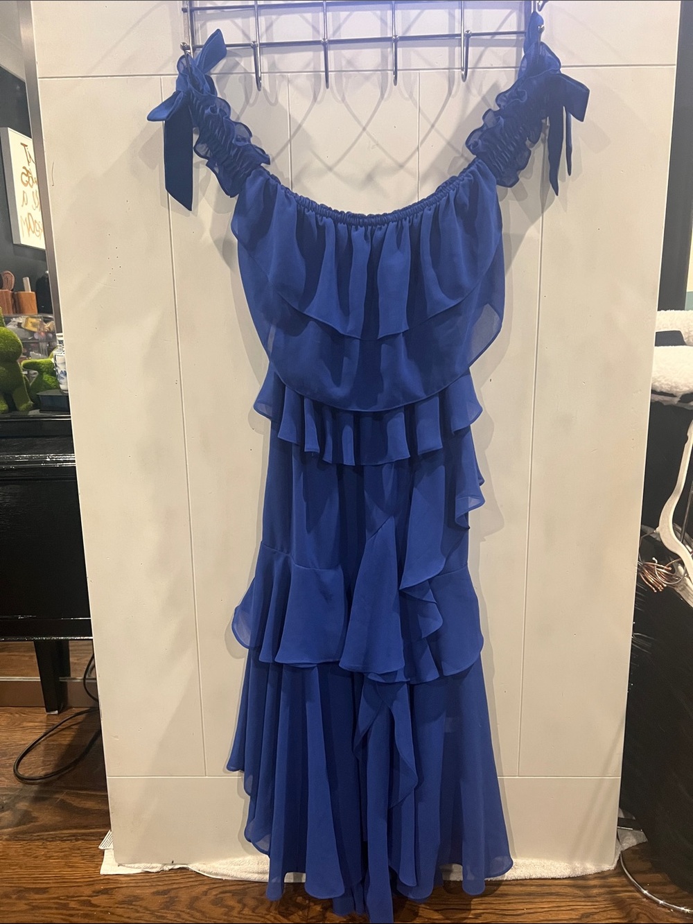 Misa Los Angeles Royal Blue Tiered Ruffle Maxi Dress